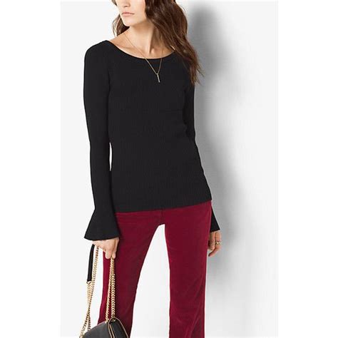 michael michael kors ribbed bell sleeve top|Michael Kors knitted tops.